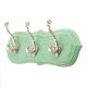 Green Silver Small Wall Wooden Iron Hooks